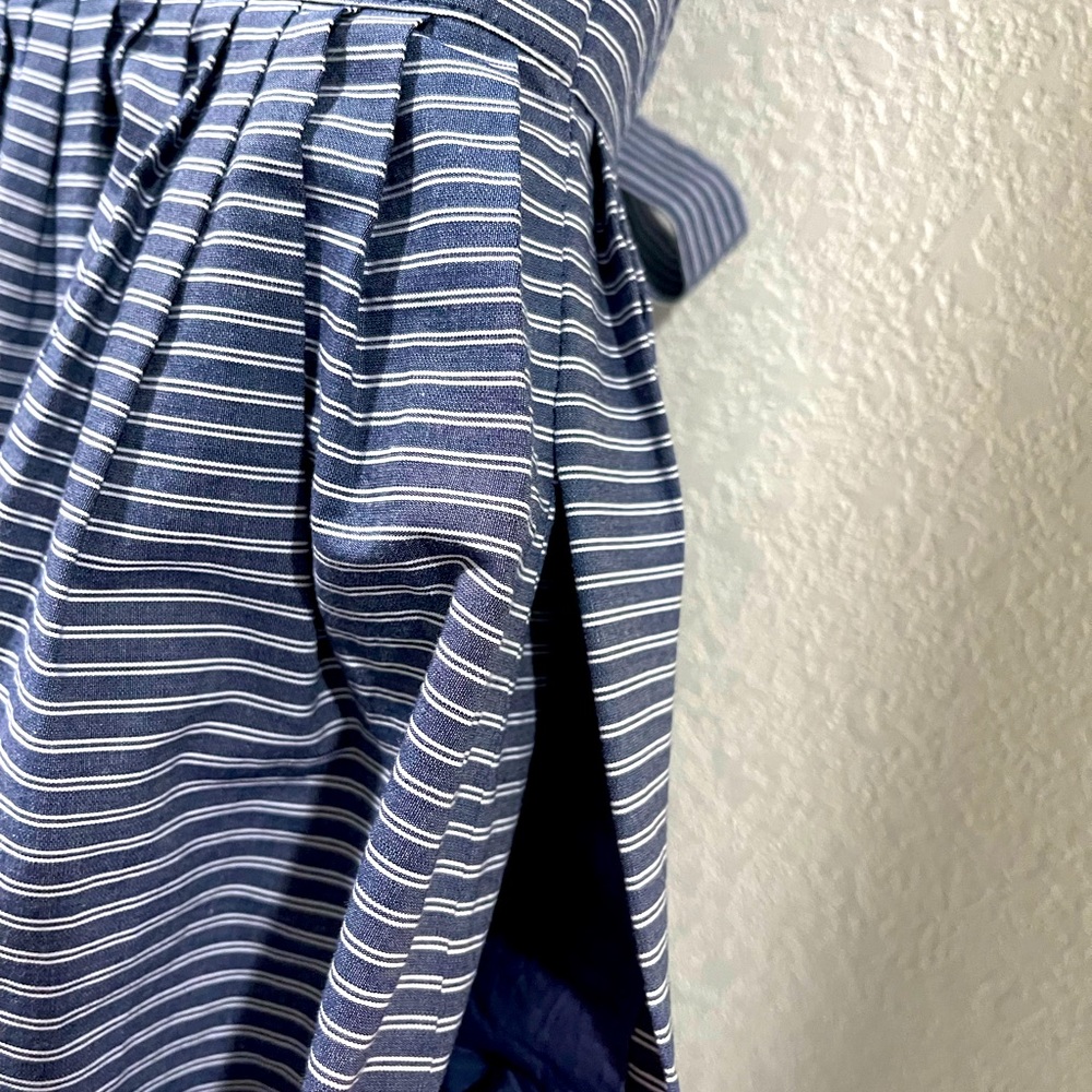 Michael Kors Size 0 XS classic striped belted blue and white dress with pockets - Picture 6 of 8